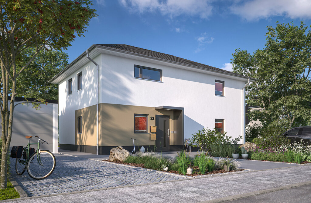 Hausbau-Saarland-Stadthaus-Flair-180-Duo-Vordach