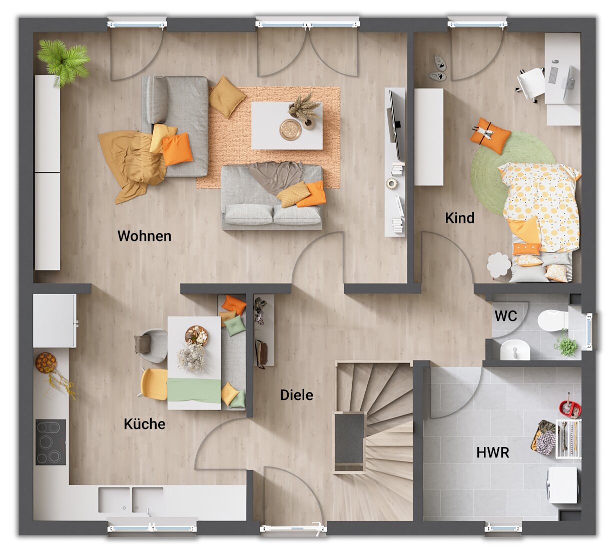 Grundriss-Einfamilienhaus-Flair-125-Erdgeschoss-5-Zimmer-Variante-mit-Hobbykeller