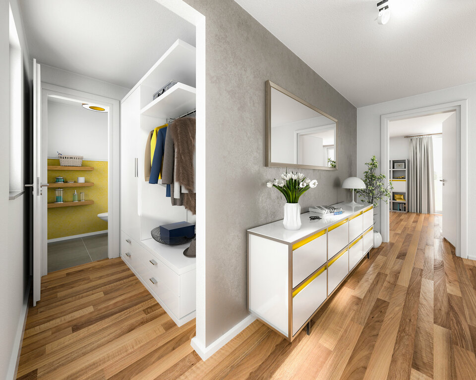 Raumwunder-100-Flur Flur mit Parkettboden